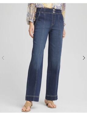 Chico’s pull on High-Rise Wide-Leg Women's Jeans - Dark Blue
